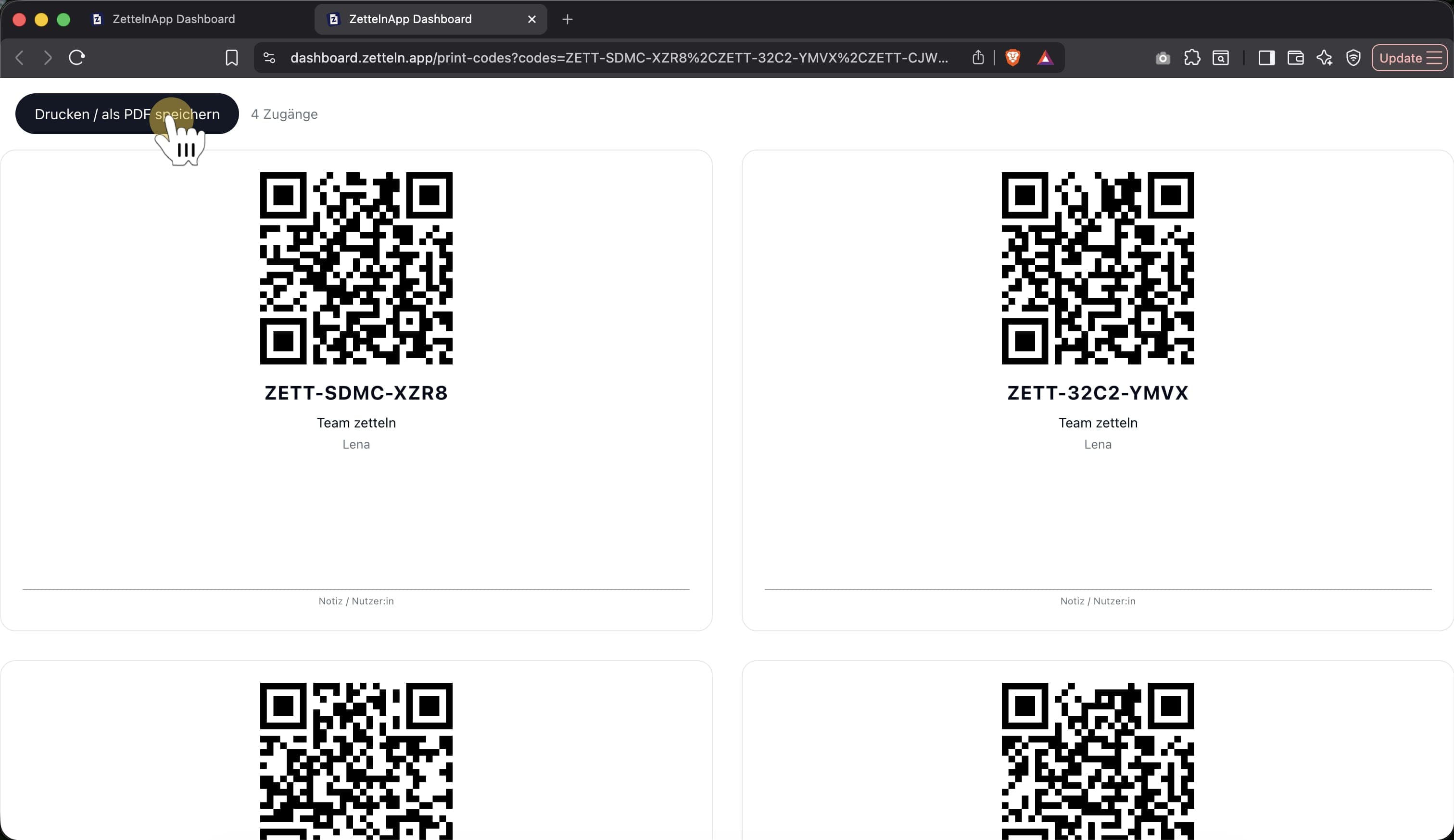Ausgedruckte QR-Codes für Klient:innen
