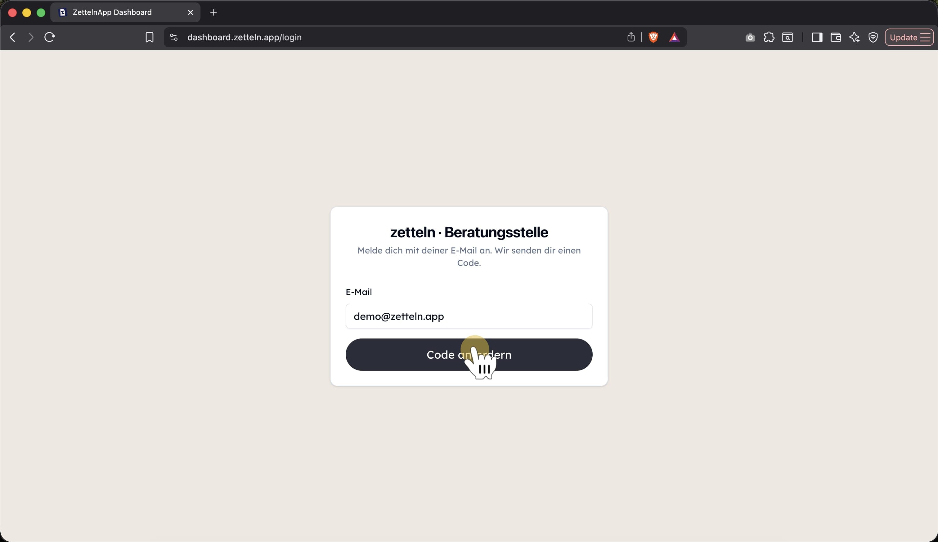 Eingabefeld für die E-Mail-Adresse im Team Dashboard